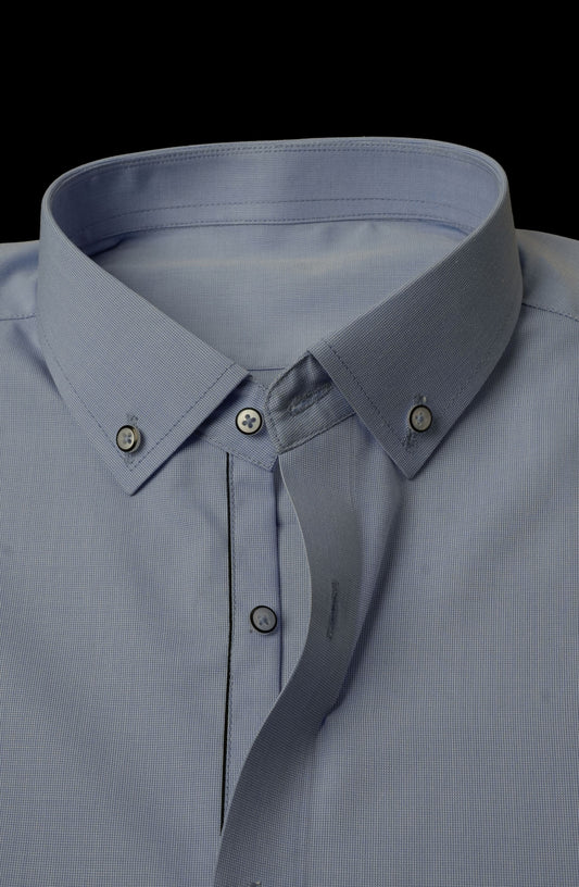 Sky Blue Self Textured Cotton Shirt