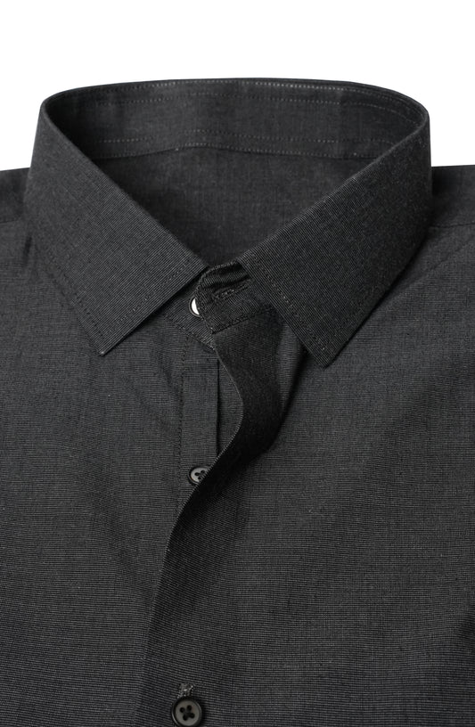 Dark Grey Self Textured Lining Shirt