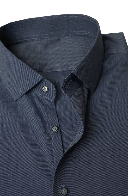 Blue Denim Self Textured Formal Shirt