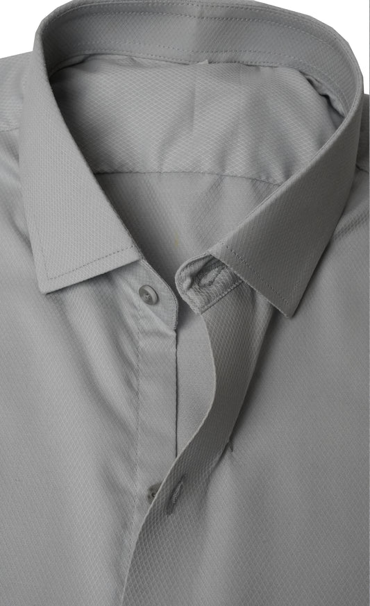 Silver Grey Self Diamond Textured Shirt