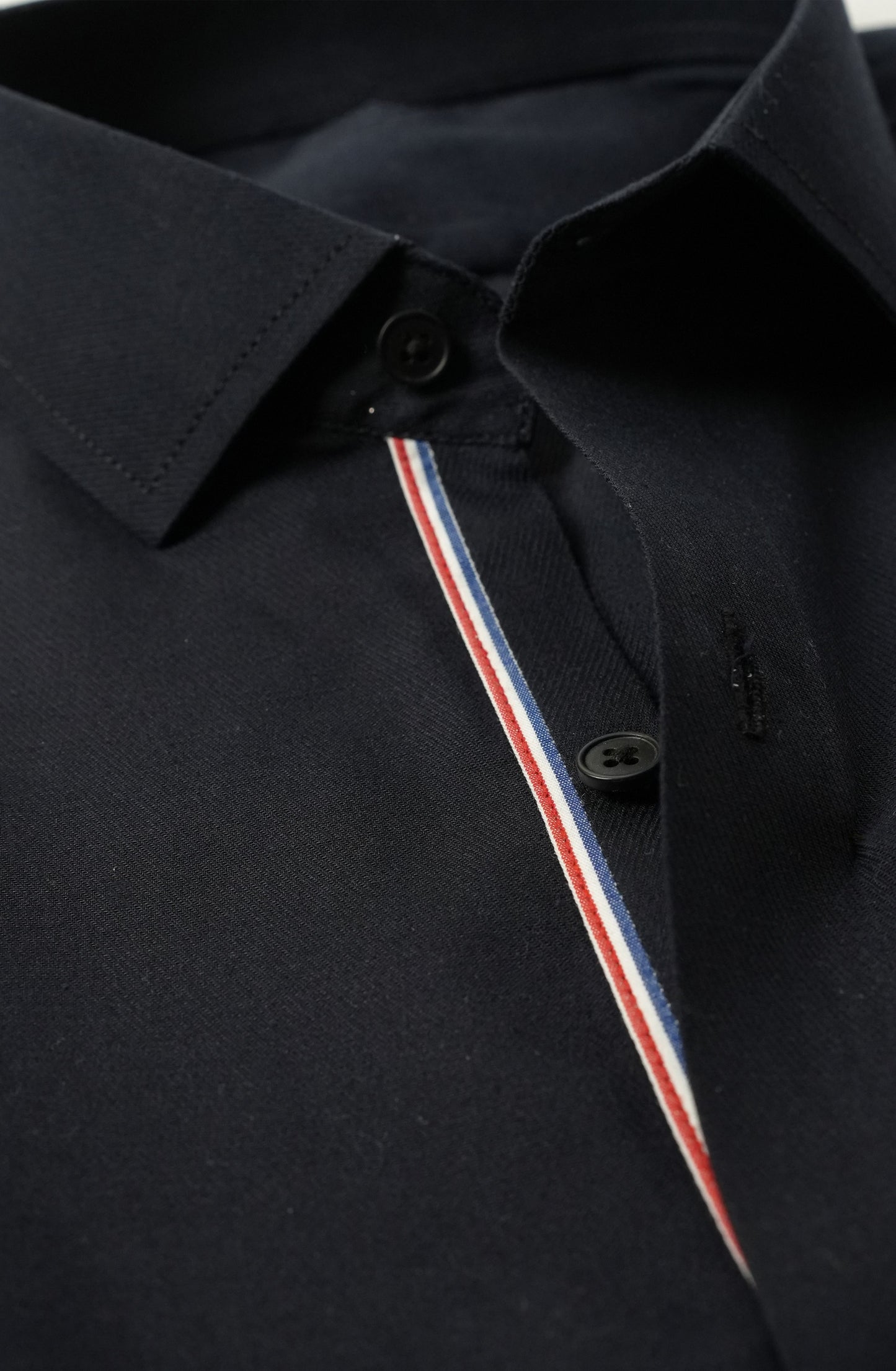 Navy Blue Ribbon Contrast Shirt