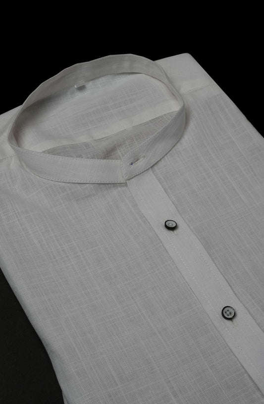 Off White Irish Collarless Graned Textured