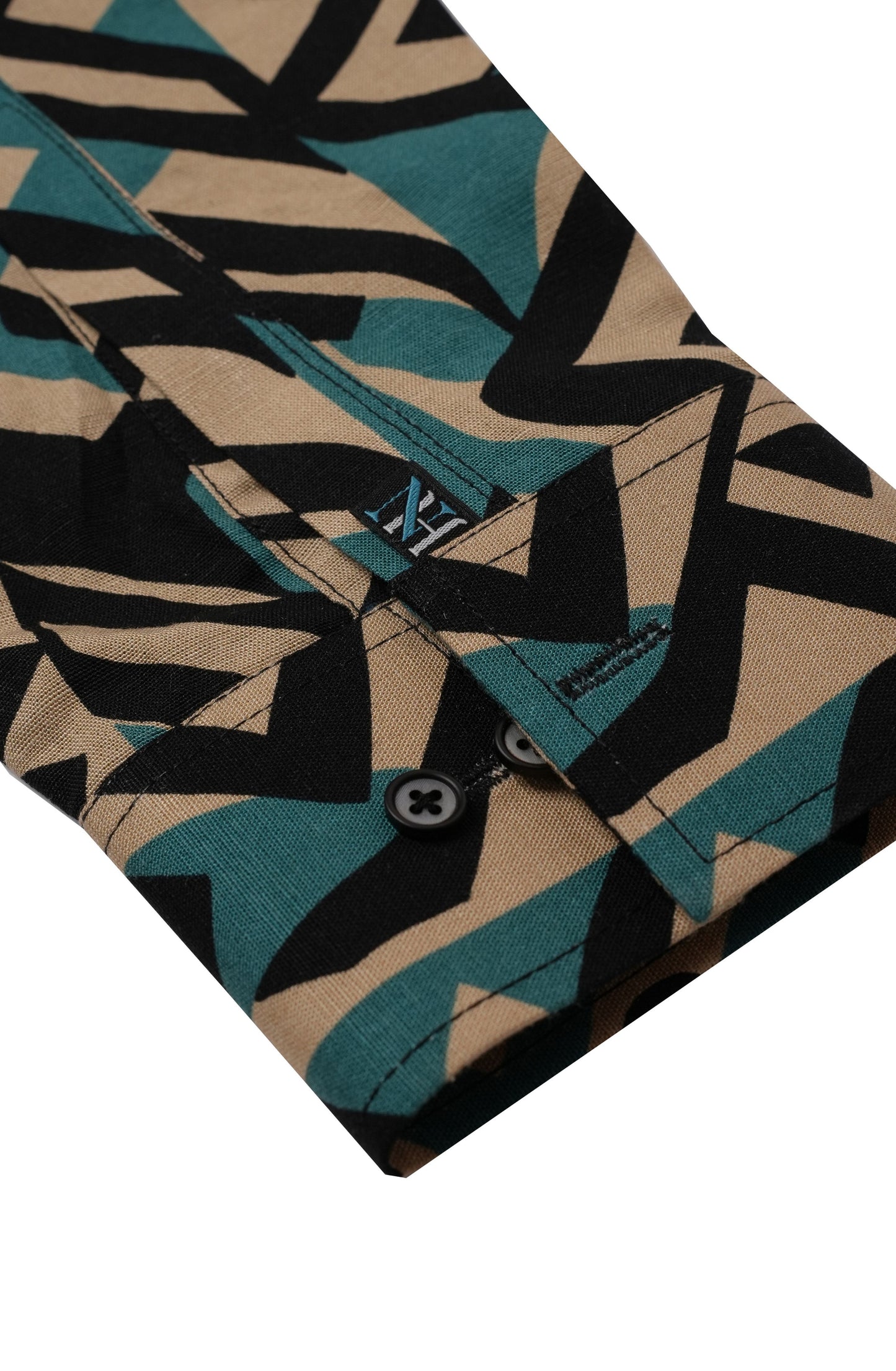 Geometric Pattern Printed Linen Shirt