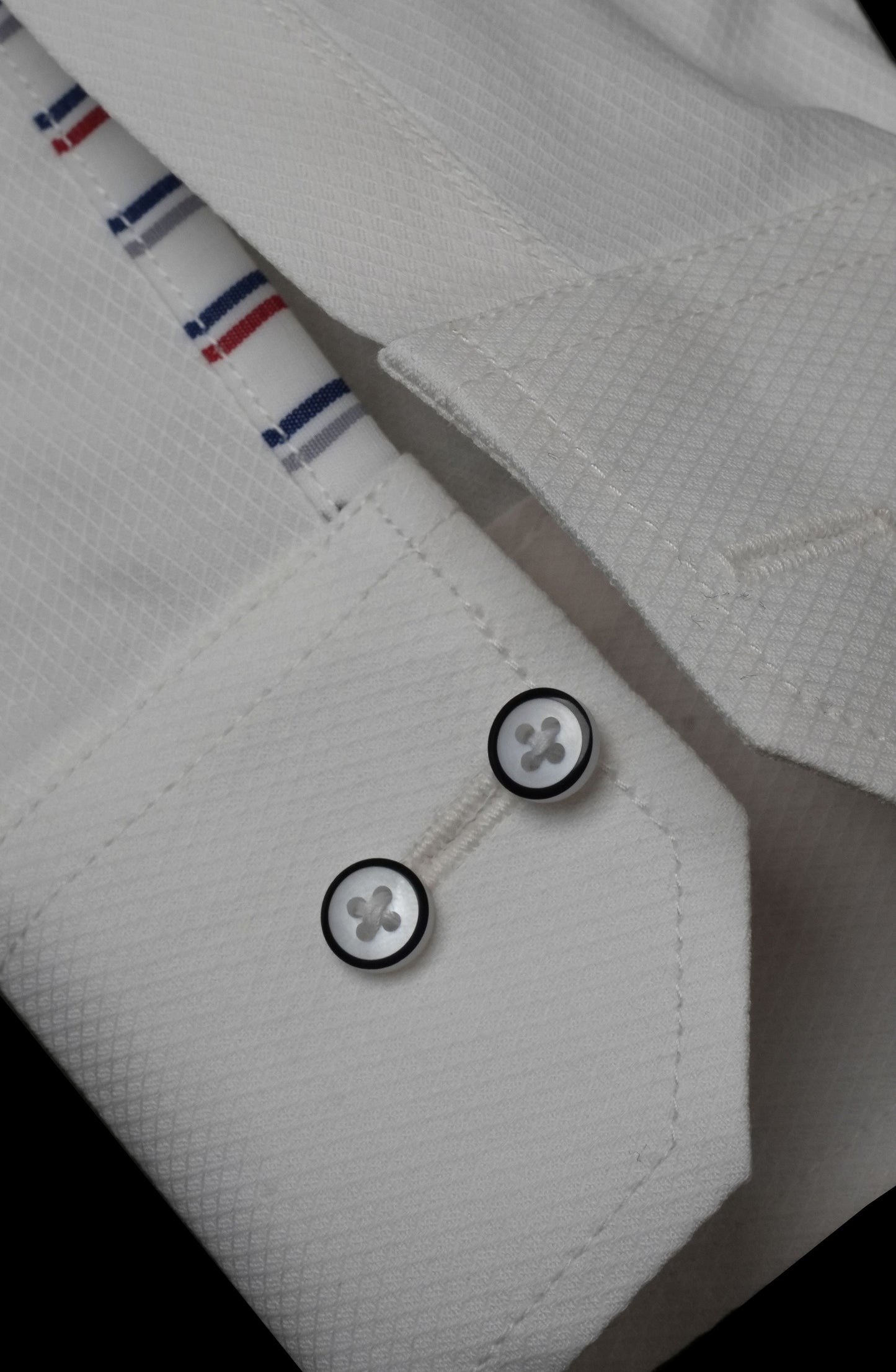 Snow White Diamond Textured Ribbon Contrast Shirt