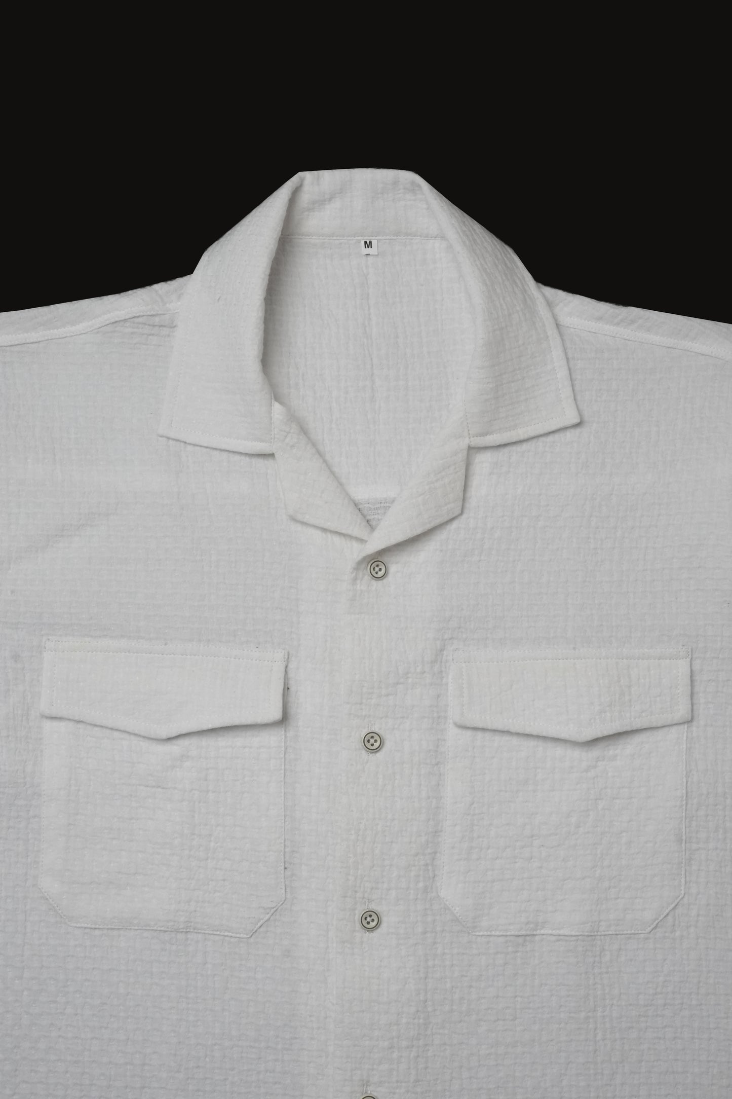 Pearl White Dobby Weave Half Sleeve Old Money Shirt
