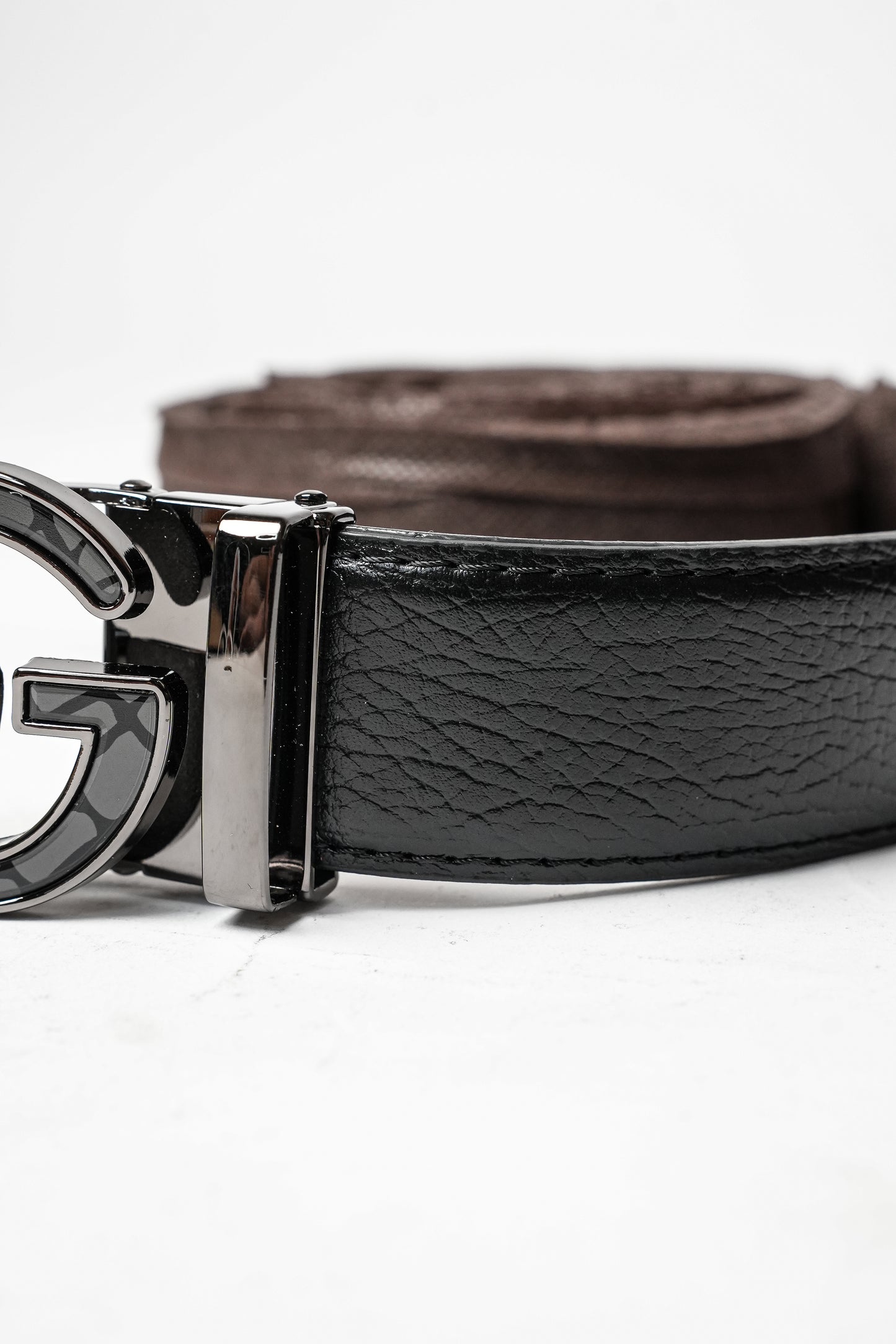 Black Leather GG Logo Belt