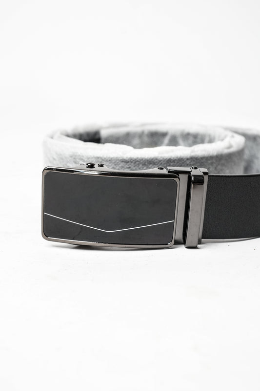 Black Leather Glossy Auto Belt