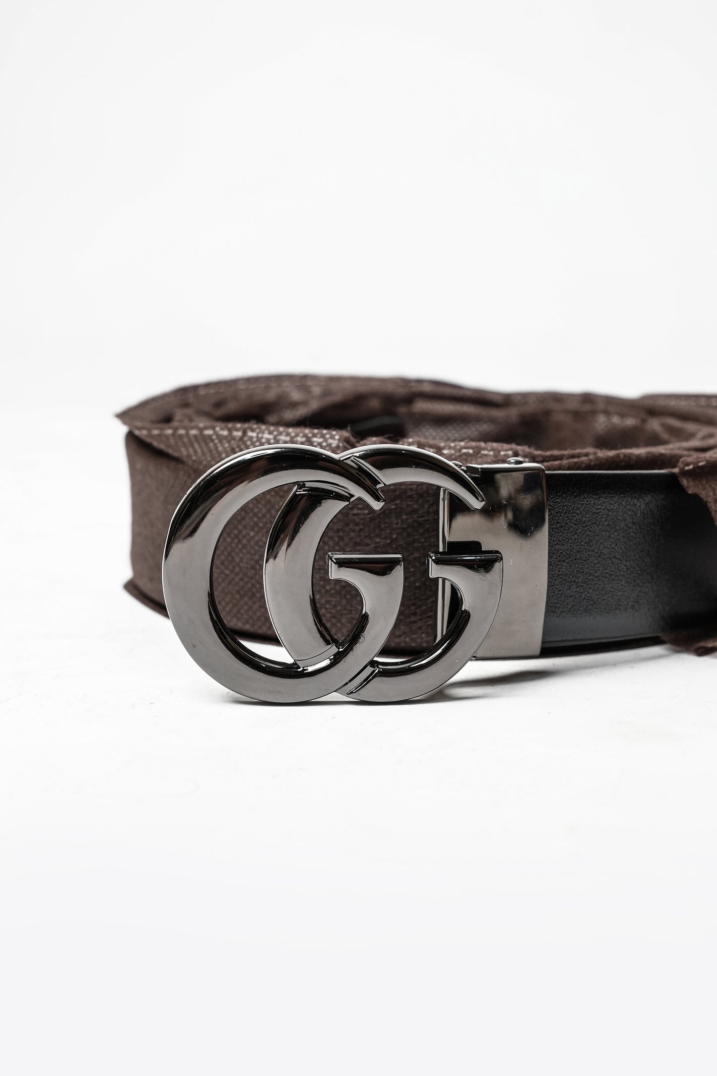 Black Leather Polished Buckle Belt