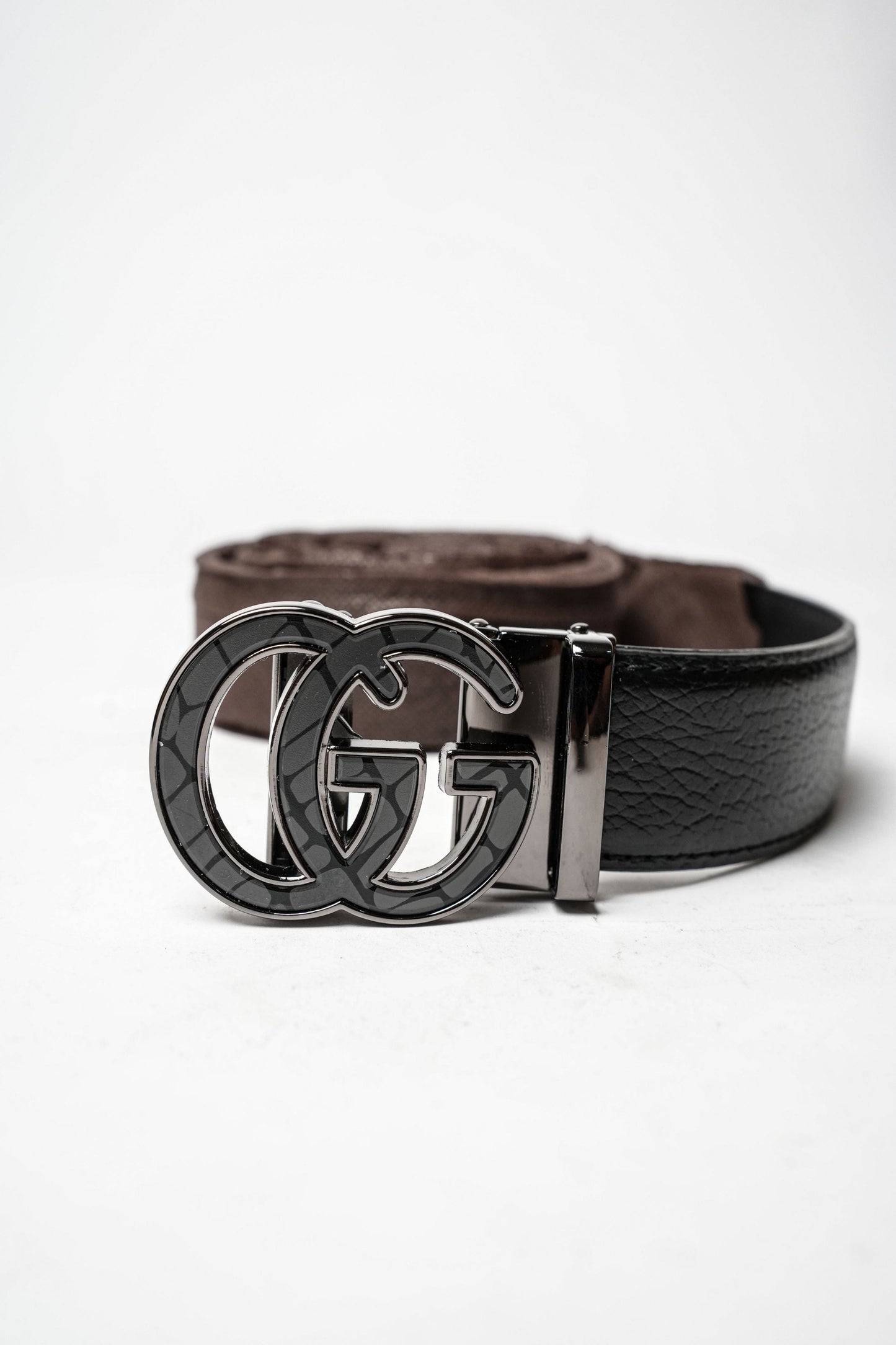 Black Leather GG Logo Belt