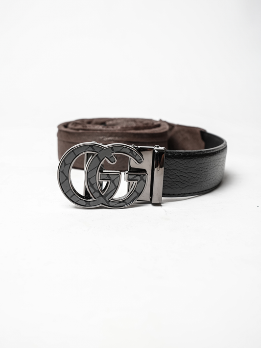 Black Leather GG Logo Belt