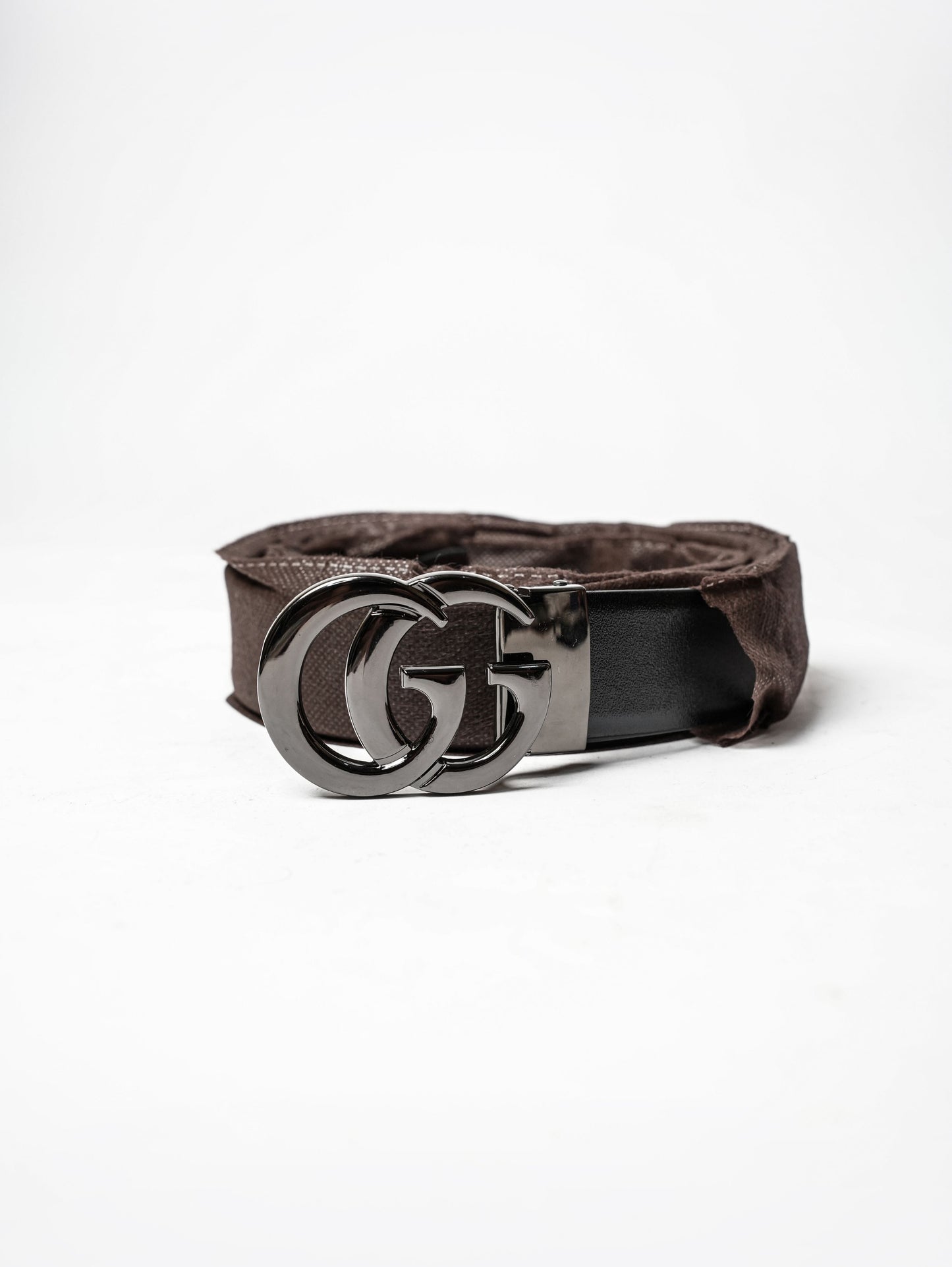Black Leather Polished Buckle Belt