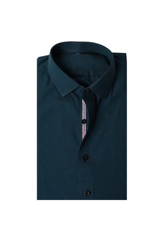 Zinc Black Pinstripe Ribbon Contrast Cotton Shirt