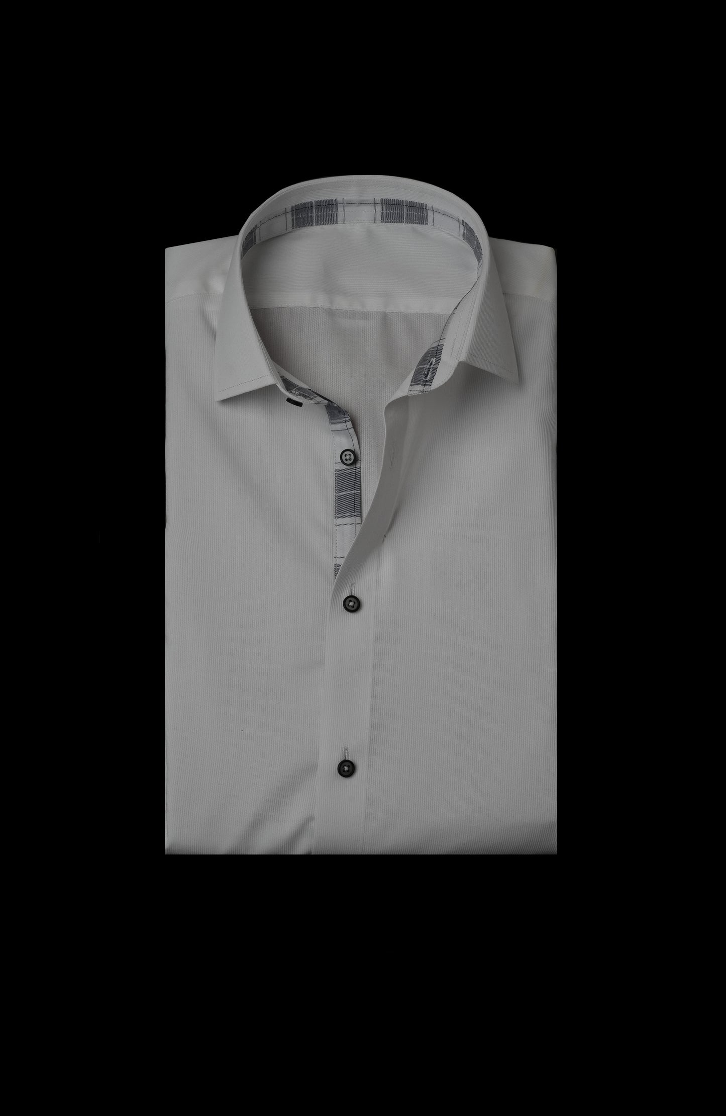 White Grey Windowpane Contrast Shirt