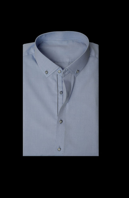 Sky Blue Self Textured Cotton Shirt
