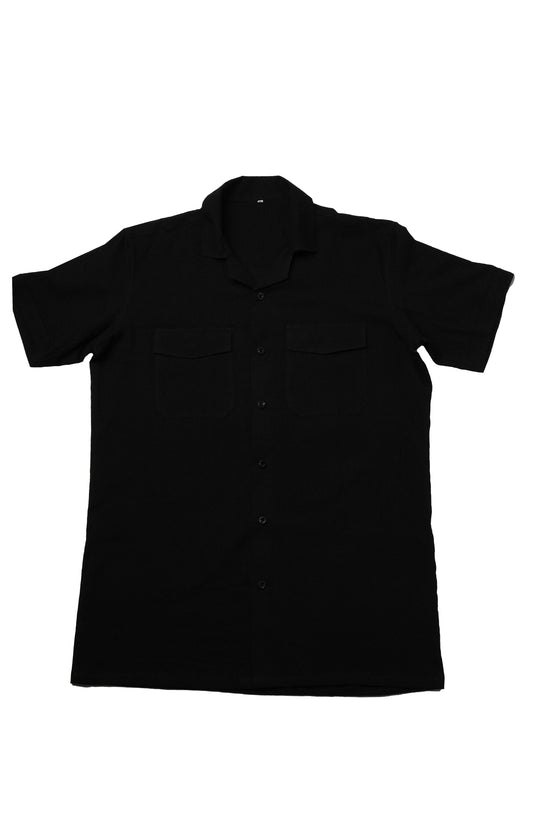 Black Leafy Old Money Half Sleeve Shirt