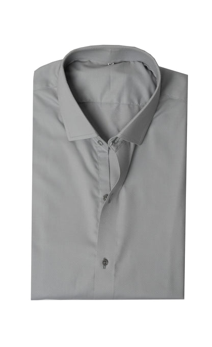 Silver Grey Self Diamond Textured Shirt