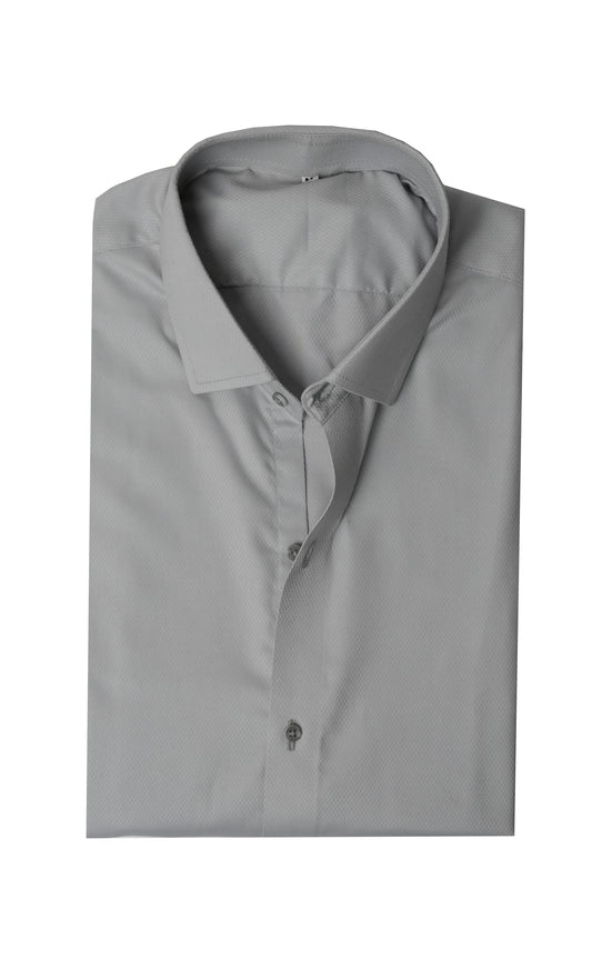 Silver Grey Self Diamond Textured Shirt
