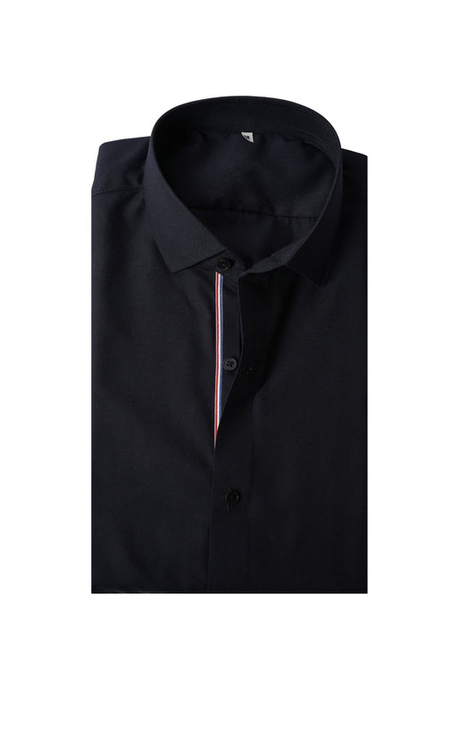 Navy Blue Ribbon Contrast Shirt