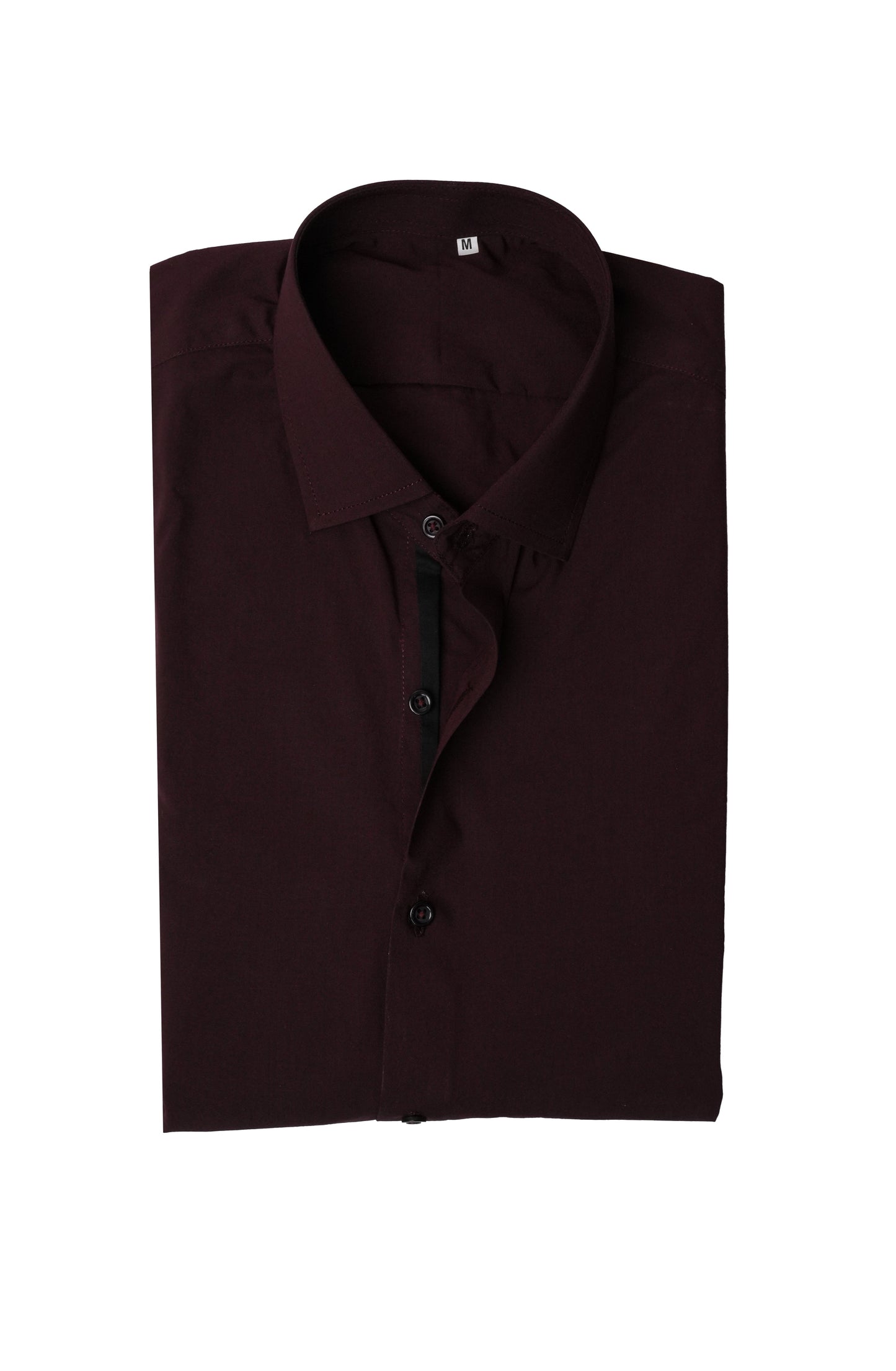Maroon Plain Black Formal Contrast Shirt