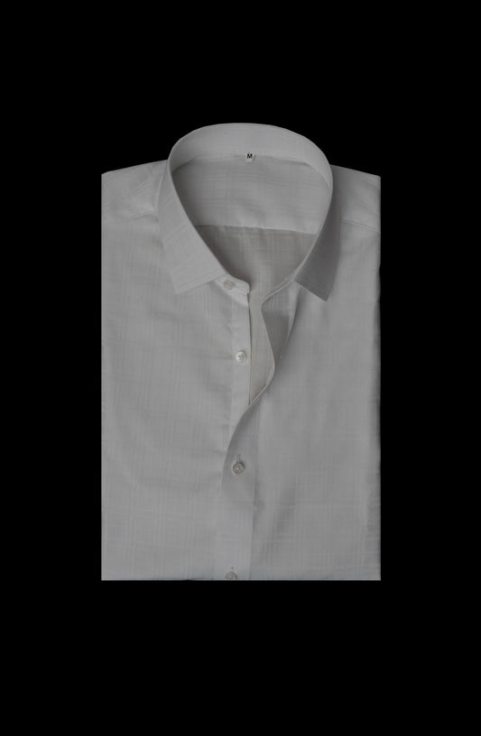 White Italian Self Textured Cotton Shirt