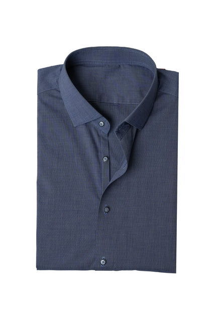 Blue Denim Self Textured Formal Shirt