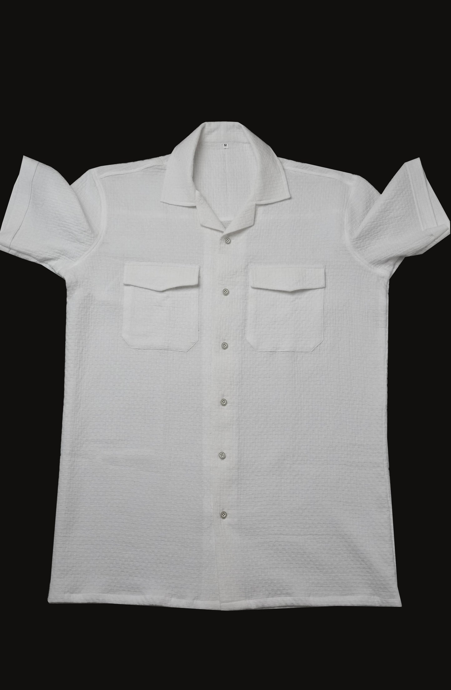 Pearl White Dobby Weave Half Sleeve Old Money Shirt