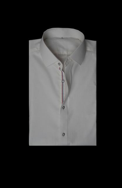 Snow White Diamond Textured Ribbon Contrast Shirt