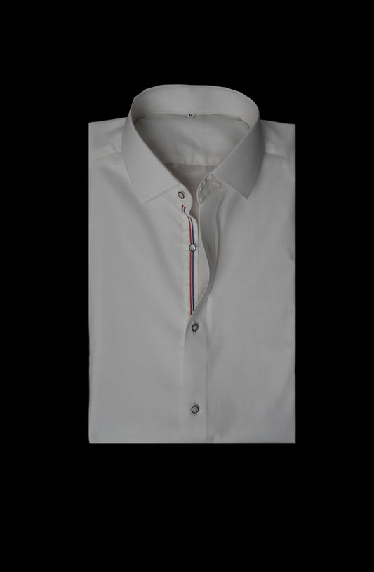 Snow White Diamond Textured Ribbon Contrast Shirt