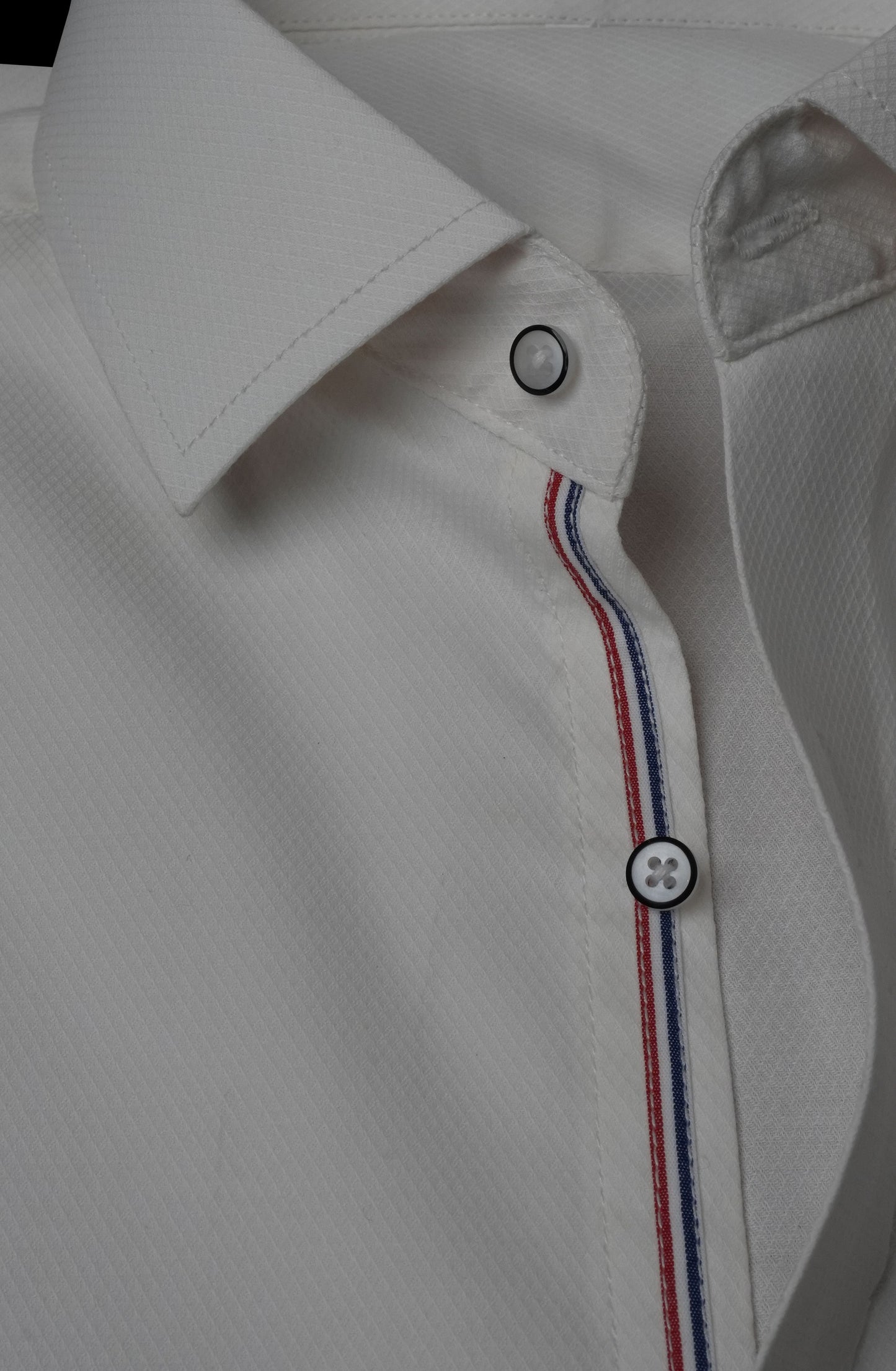 Snow White Diamond Textured Ribbon Contrast Shirt