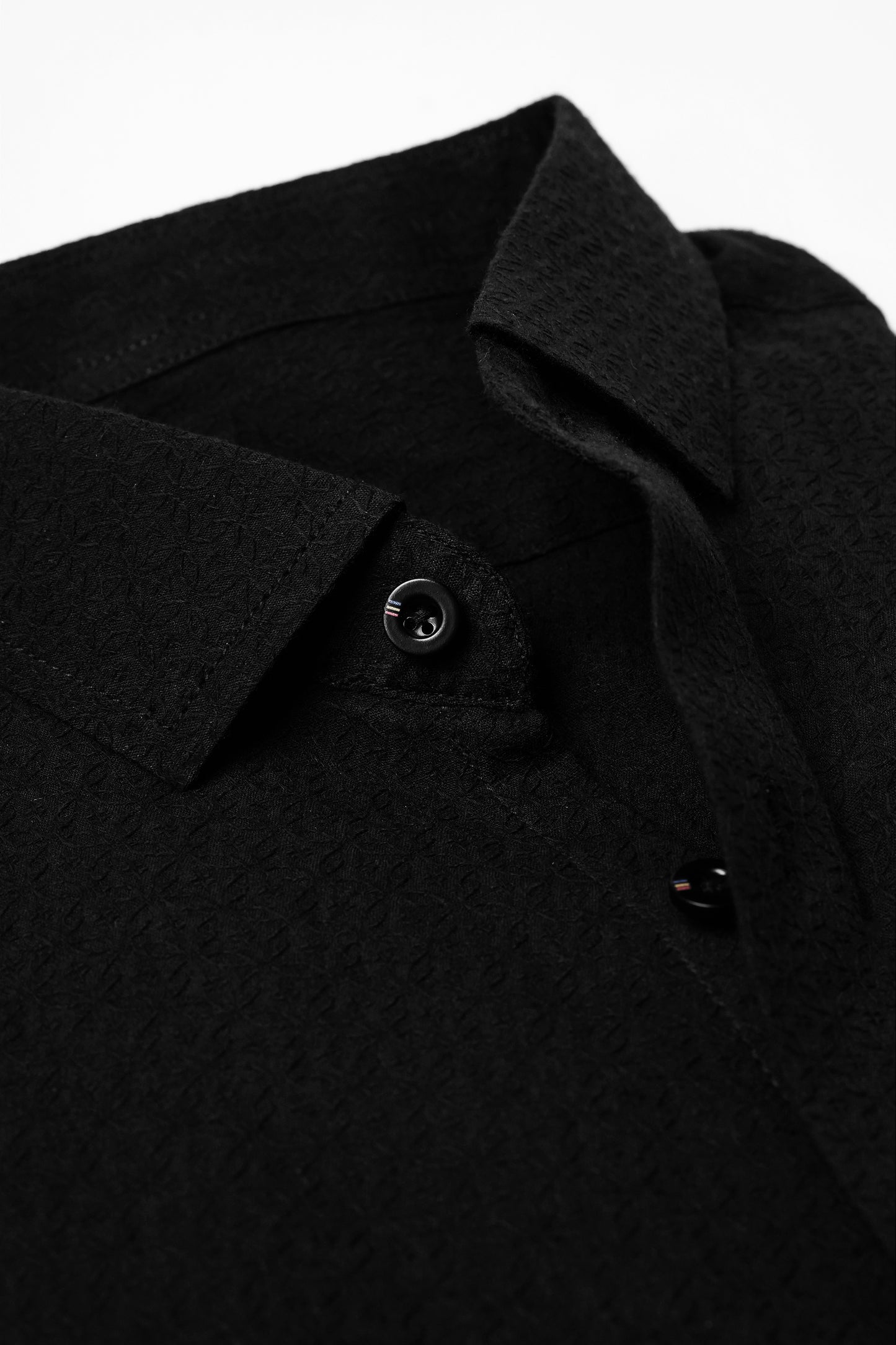 Black Leafy Textured Old Money Full Sleeve Casual Shirt