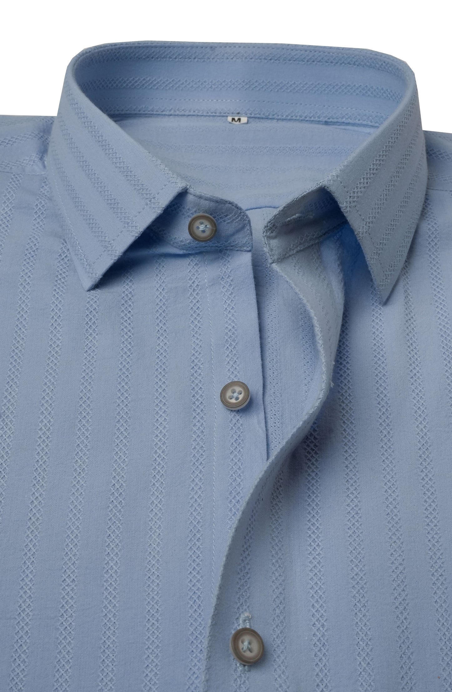 Sky Blue Dobby Micro Diamond Textured Cotton Shirt