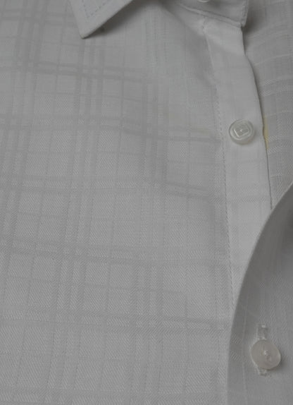 White Italian Self Textured Cotton Shirt