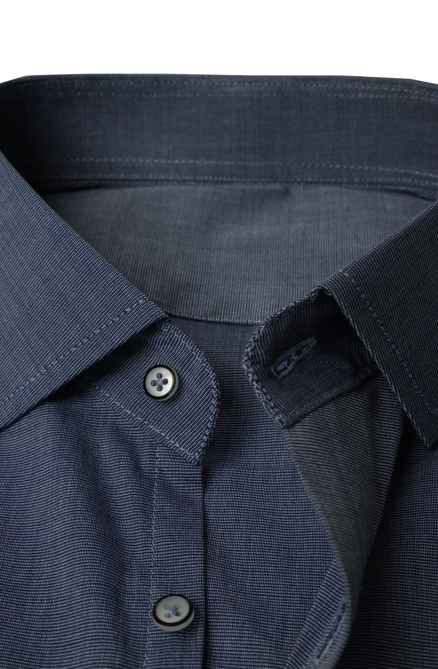 Blue Denim Self Textured Formal Shirt