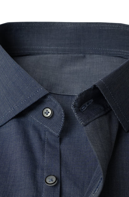 Blue Denim Self Textured Formal Shirt