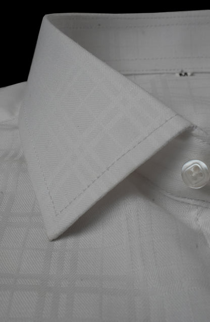 White Italian Self Textured Cotton Shirt
