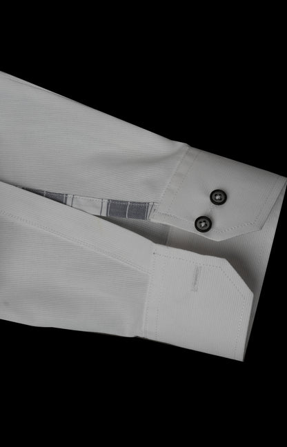 White Grey Windowpane Contrast Shirt
