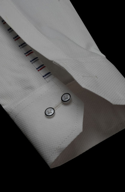Snow White Diamond Textured Ribbon Contrast Shirt