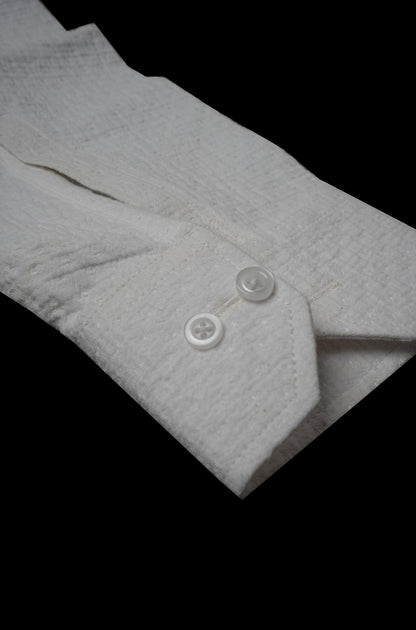 Pearl White Dobby Weave Old Money Full Sleeve Shirt