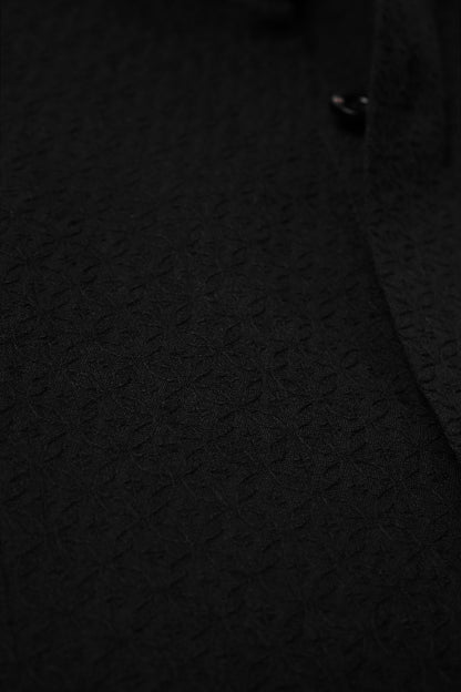 Black Leafy Textured Old Money Full Sleeve Casual Shirt