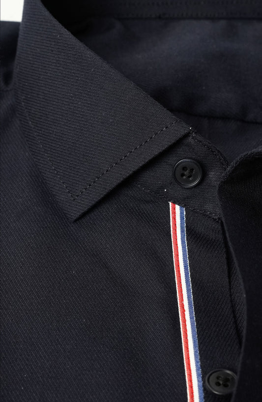 Navy Blue Ribbon Contrast Shirt