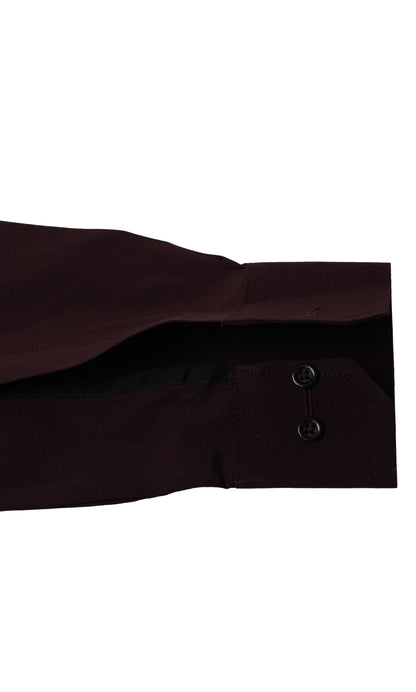 Maroon Plain Black Formal Contrast Shirt