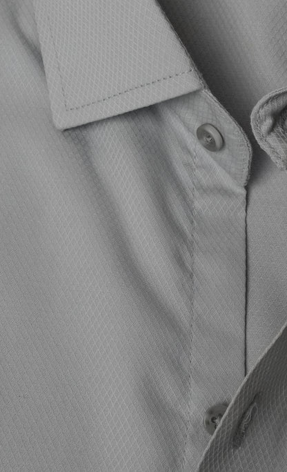 Silver Grey Self Diamond Textured Shirt