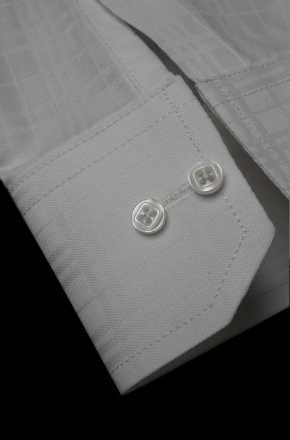 White Italian Self Textured Cotton Shirt