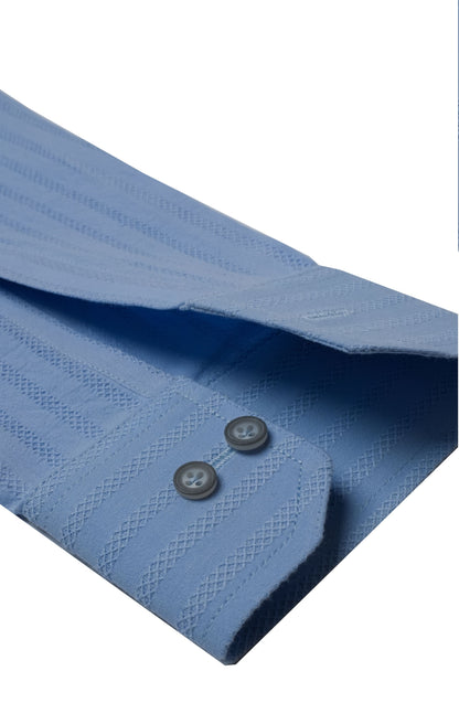 Sky Blue Dobby Micro Diamond Textured Cotton Shirt