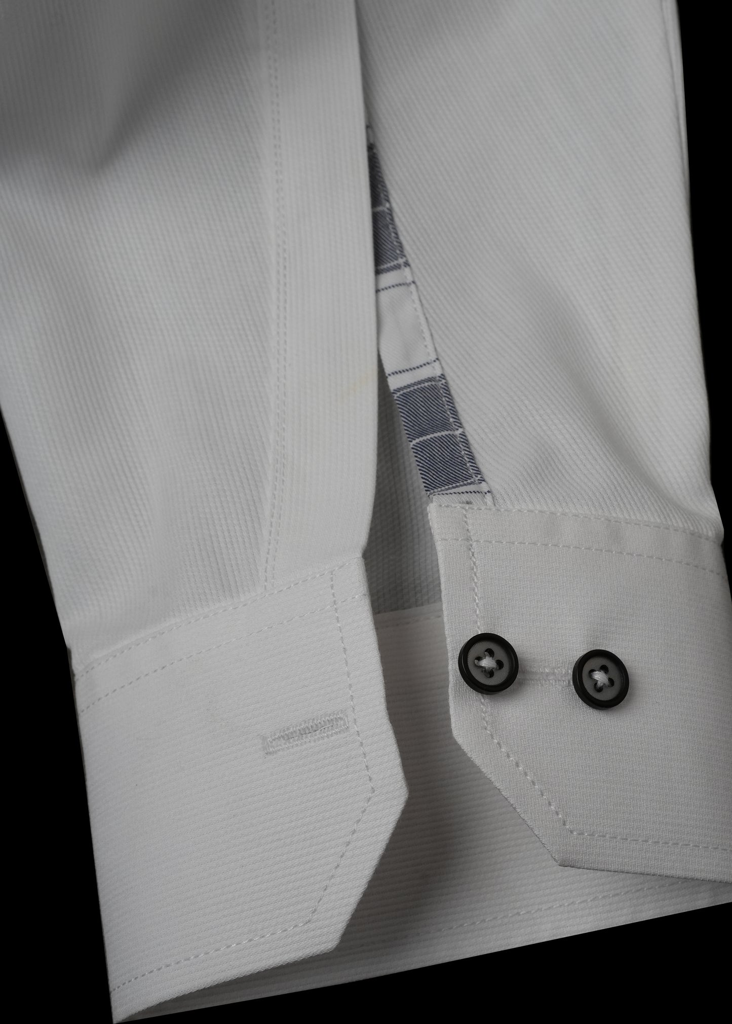 White Grey Windowpane Contrast Shirt