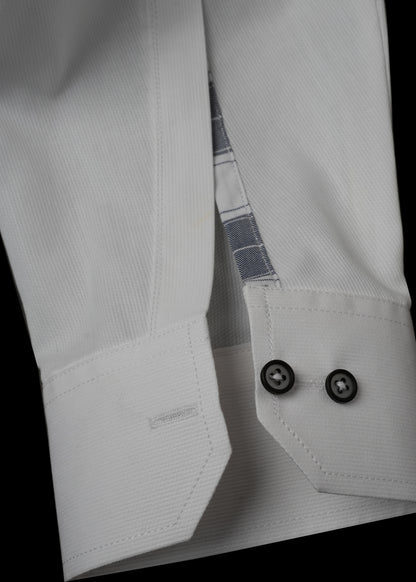 White Grey Windowpane Contrast Shirt
