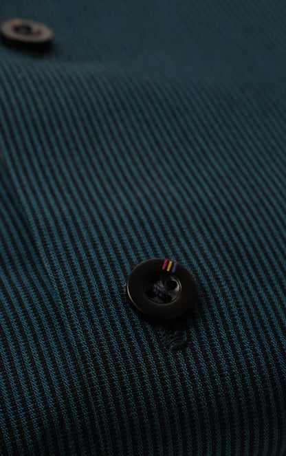Zinc Black Pinstripe Ribbon Contrast Cotton Shirt