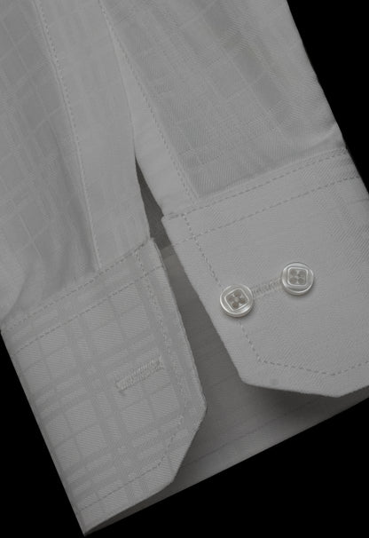 White Italian Self Textured Cotton Shirt