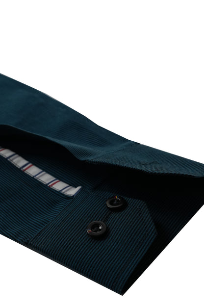 Zinc Black Pinstripe Ribbon Contrast Cotton Shirt