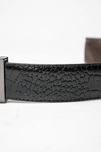 Black Leather Textured Belt